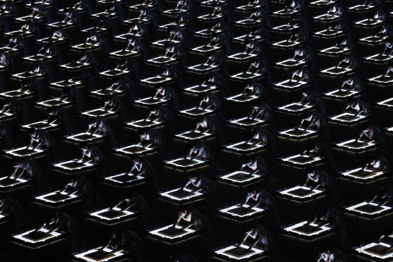 Percussionists peform with ancient instruments 2008 Beijing Olympic Games, Pedro Ugarte